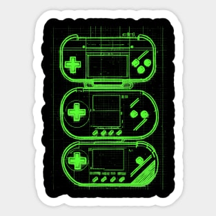 Green Handheld Gaming Blueprint Sticker